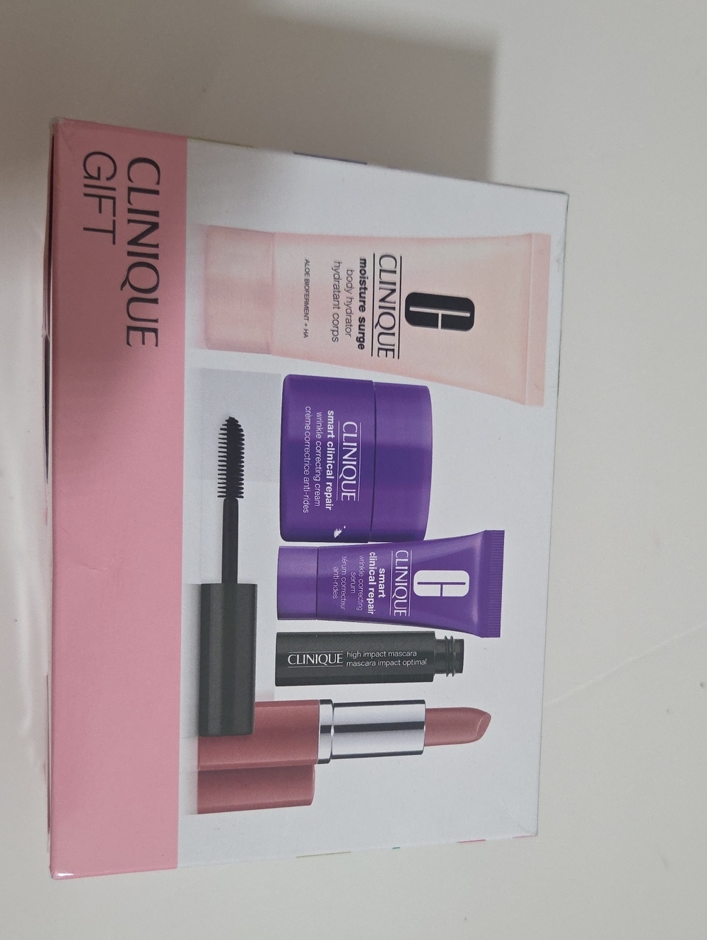 Clinique Gift Set with Pink & Purple Skincare and Makeup